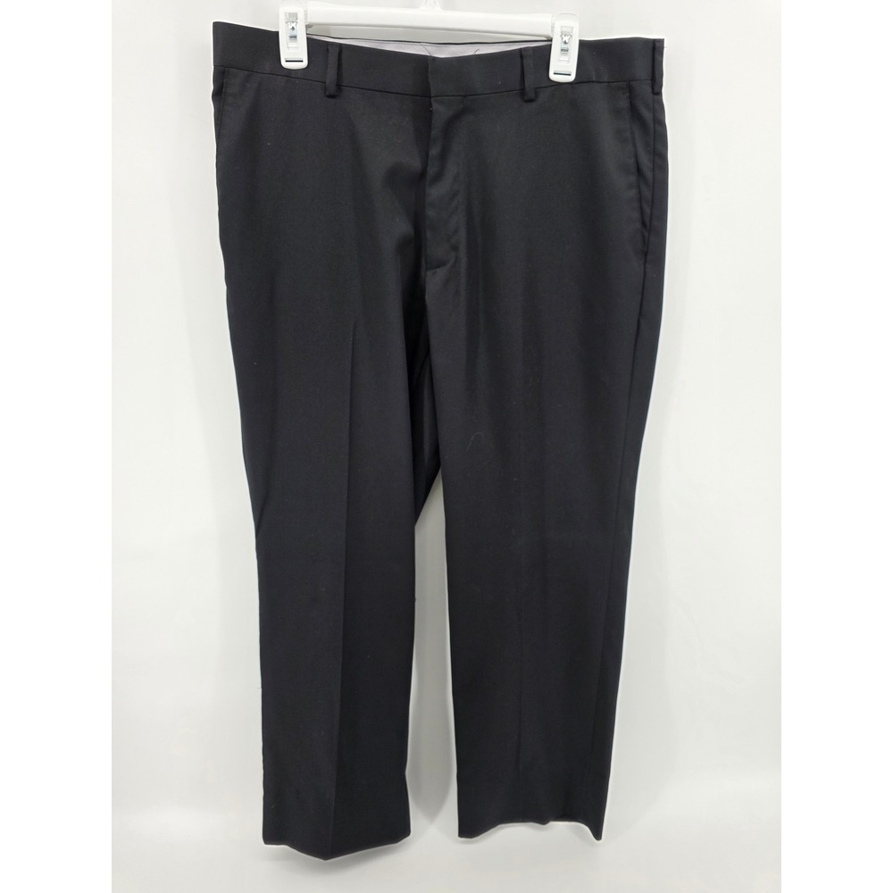 PGA TOUR Mens Golf Slacks Black Flat Front Dress Pants 36x32 Sliding Clasp